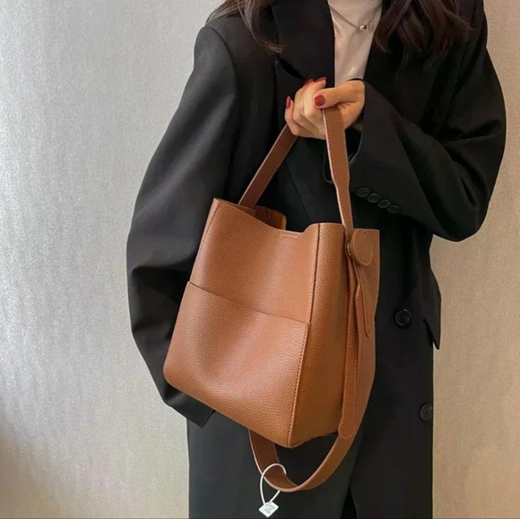 Brand New Women Faux Leather Bucket Shoulder Messager Handbag - Picture 1 of 9